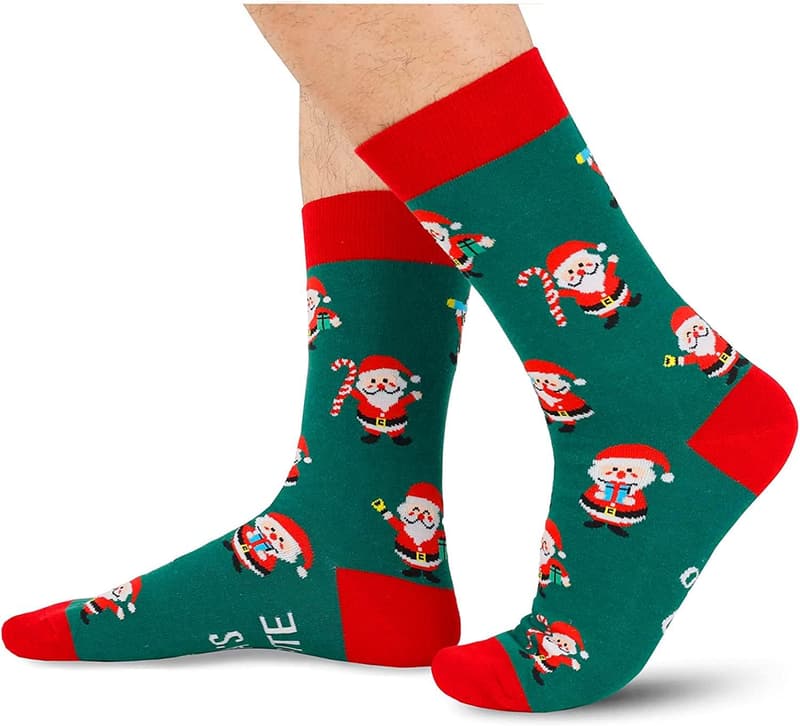 Secret Santa Socks for Men - Green Christmas Stocking Stuffers