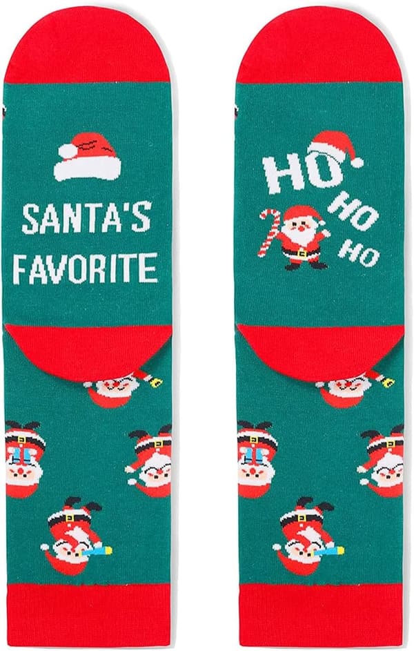 Secret Santa Socks for Men - Green Christmas Stocking Stuffers