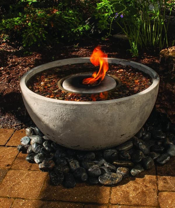 32-Inch Fire Fountain Water Feature for Patios and Gardens