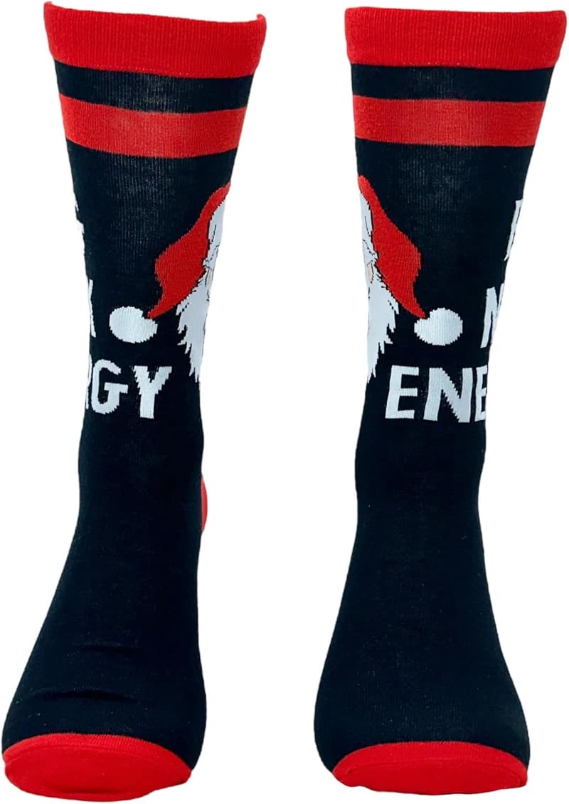 Funny Christmas Santa Socks for Men – Black & Red Cotton Gift