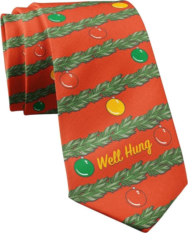 Funny Christmas Tie for Men – Humorous Well Hung Necktie