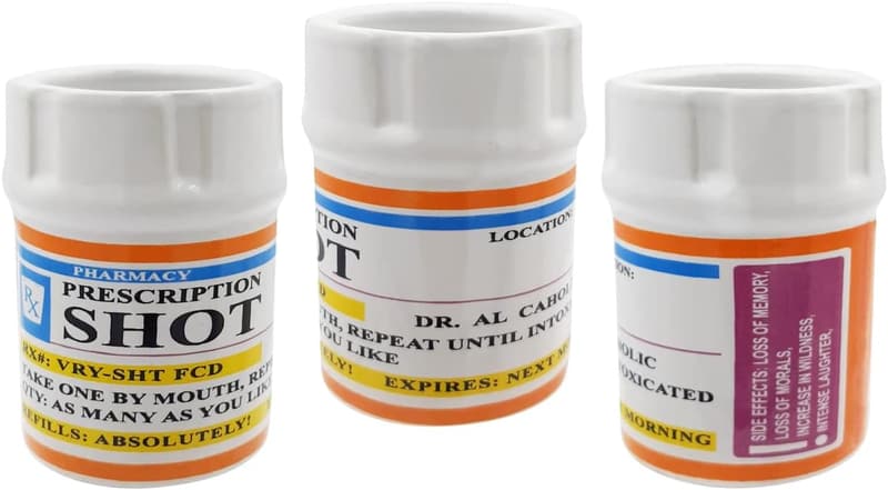 Funny Prescription Pill Bottle Shot Glass - 2 oz Novelty Gift