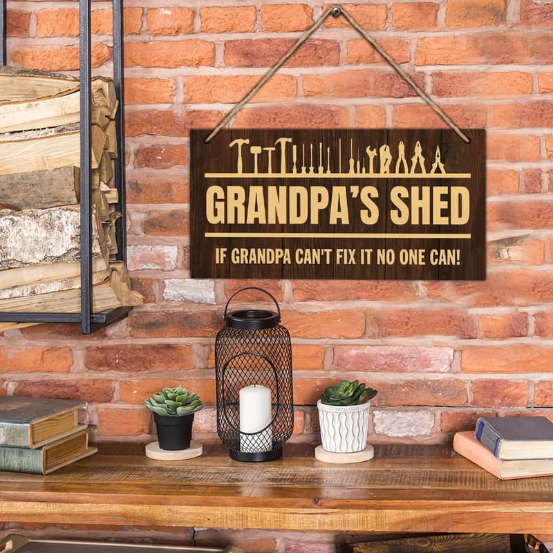 Rustic Wooden Shed Sign for Grandpa - Wall Decor Gift