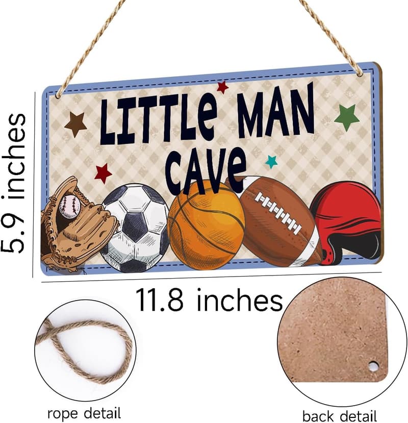 Boys Sports Room Decor Sign - Wooden Hanging Plaque