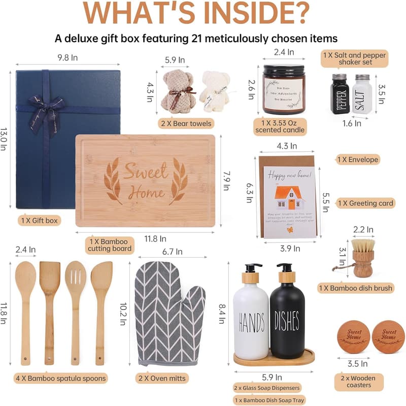 Housewarming Gift Basket for Couples - 21-Piece Set