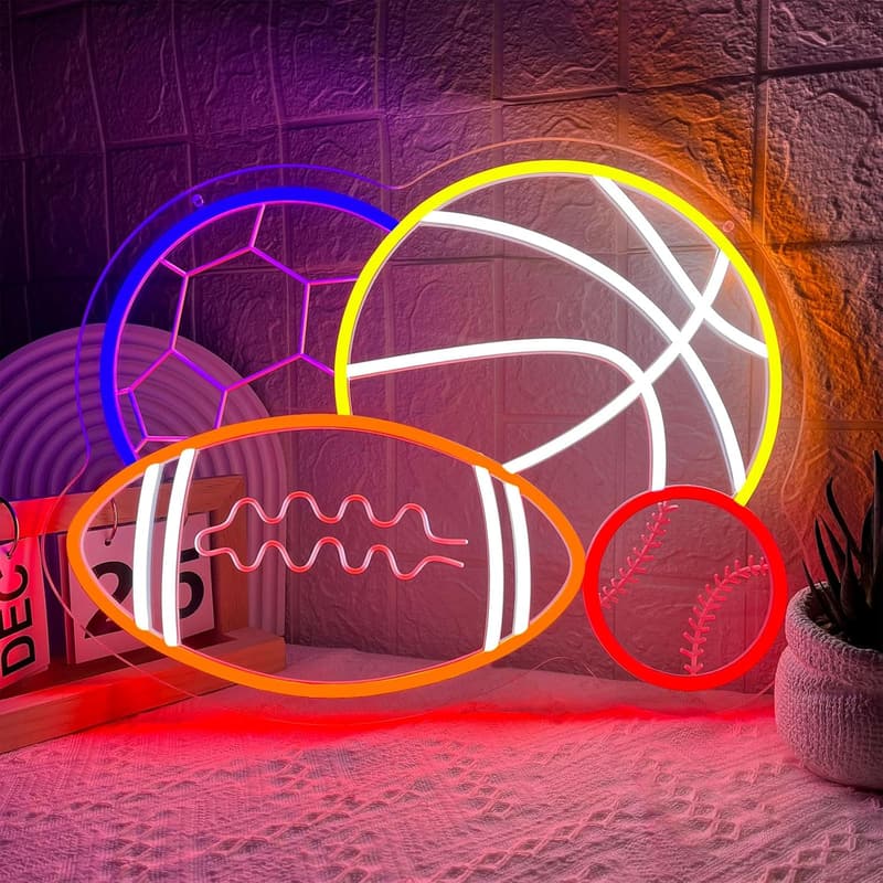 Sports Themed Neon Sign for Boys' Bedroom & Playroom Decor