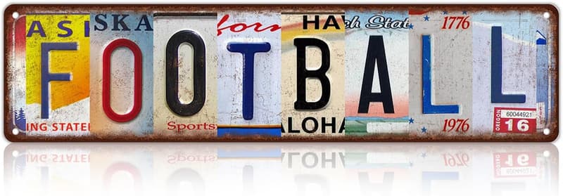 Football Vintage Metal Tin Sign - Man Cave Wall Decor 16x4 Inches