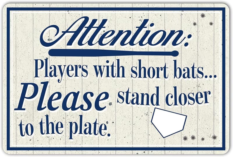 Baseball-Themed Metal Sign for Man Cave Bar Decor, 12x8 Inch