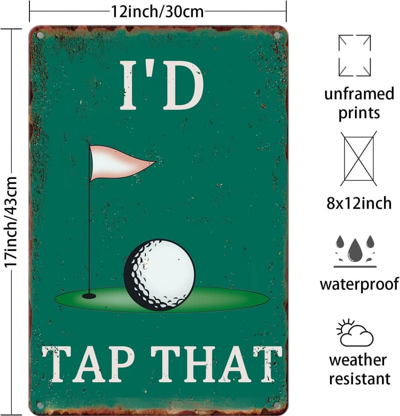 Funny Golf Metal Tin Sign - Man Cave Wall Art - 8 x 12 Inch