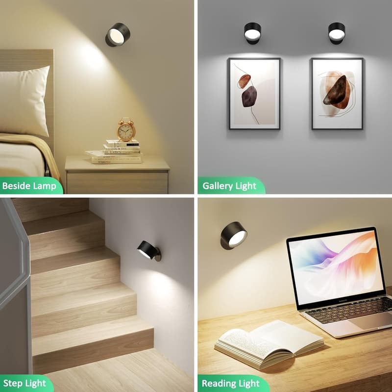 Cordless LED Wall Sconces with Remote, 3 Color Temperature Options