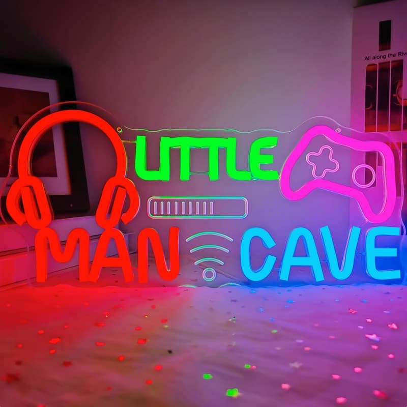 Little Man Cave LED Neon Sign for Boys' Room Decor