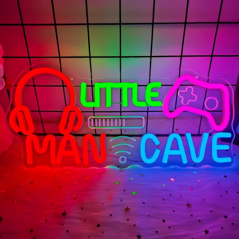 Little Man Cave LED Neon Sign for Boys' Room Decor