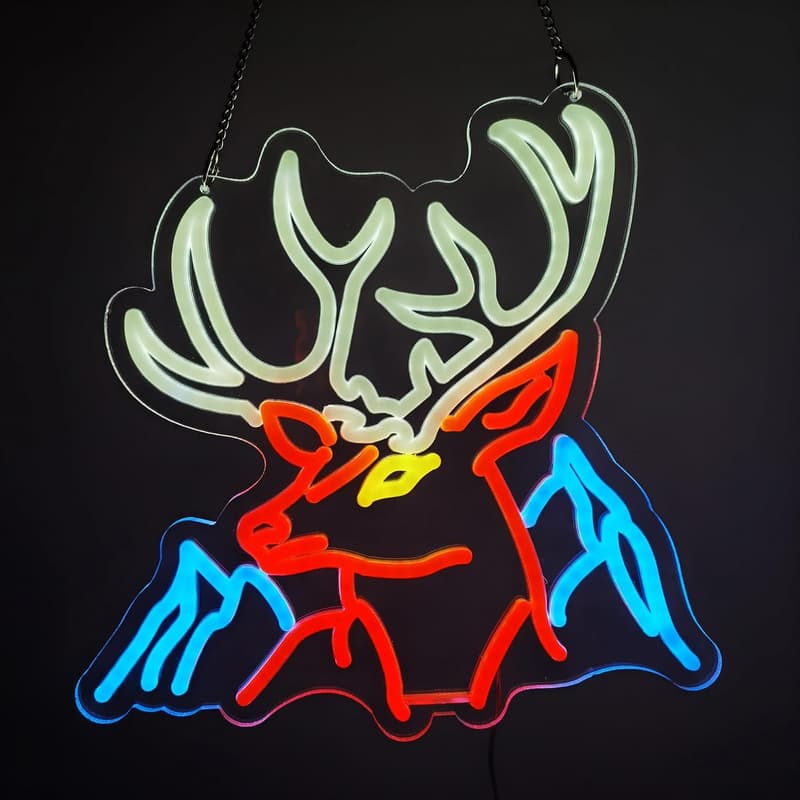 LED Neon Light Sign - Deer Design for Bars, Cafes, and Man Caves