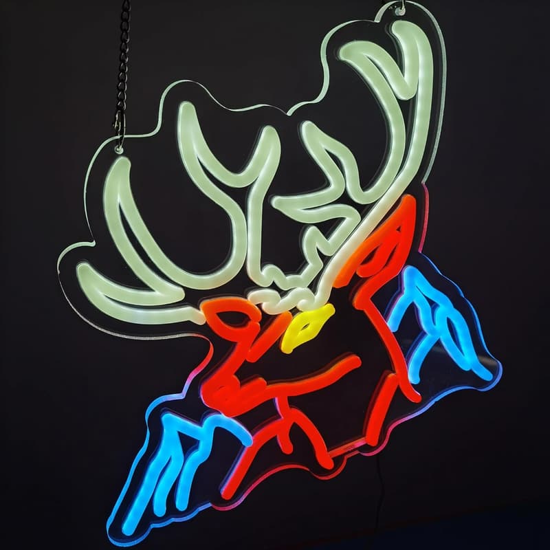 LED Neon Light Sign - Deer Design for Bars, Cafes, and Man Caves