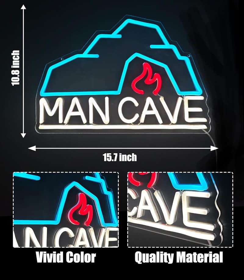 Man Cave Neon Wall Sign - LED Light Decor for Home Bar