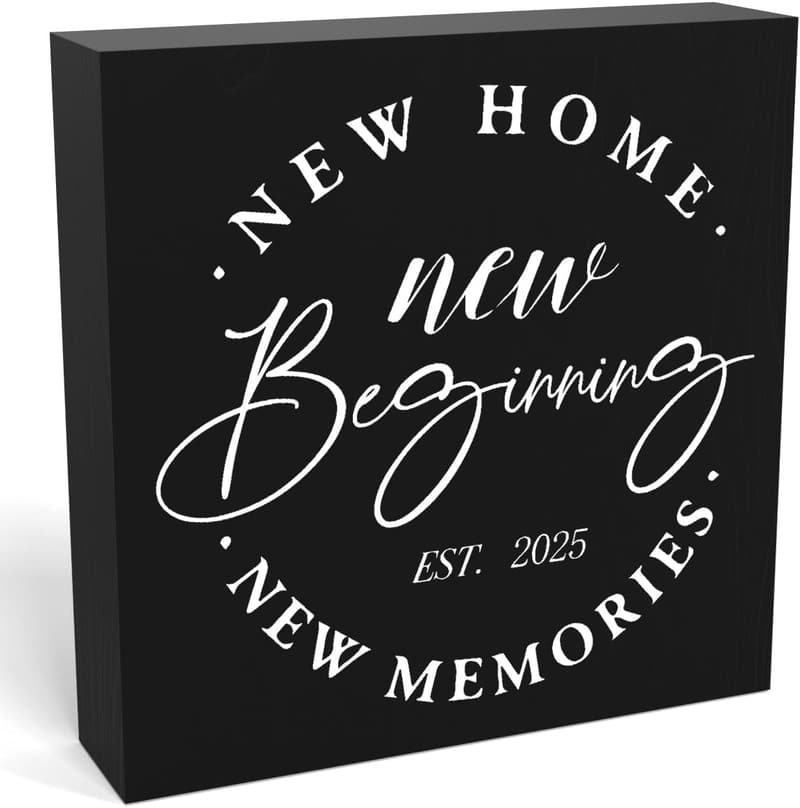 Housewarming Gift: Rustic Wooden Box Decor, 5.1 x 5.1 Inches
