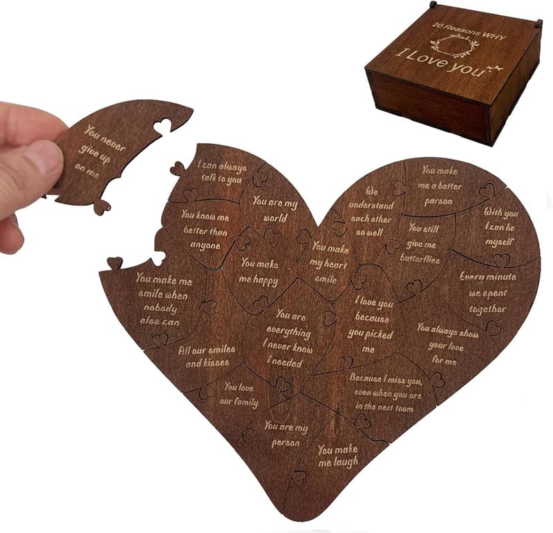 Valentine's Day Gift Box: Romantic Heart Wooden Puzzle for Couples