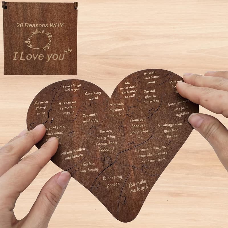 Valentine's Day Gift Box: Romantic Heart Wooden Puzzle for Couples