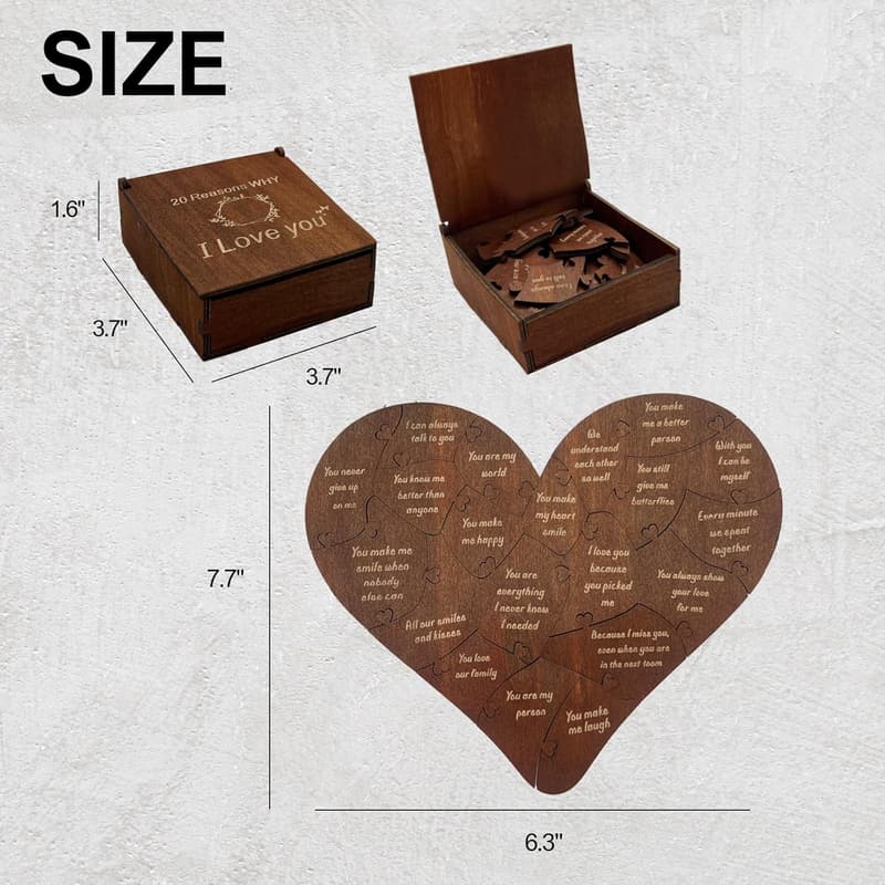 Valentine's Day Gift Box: Romantic Heart Wooden Puzzle for Couples