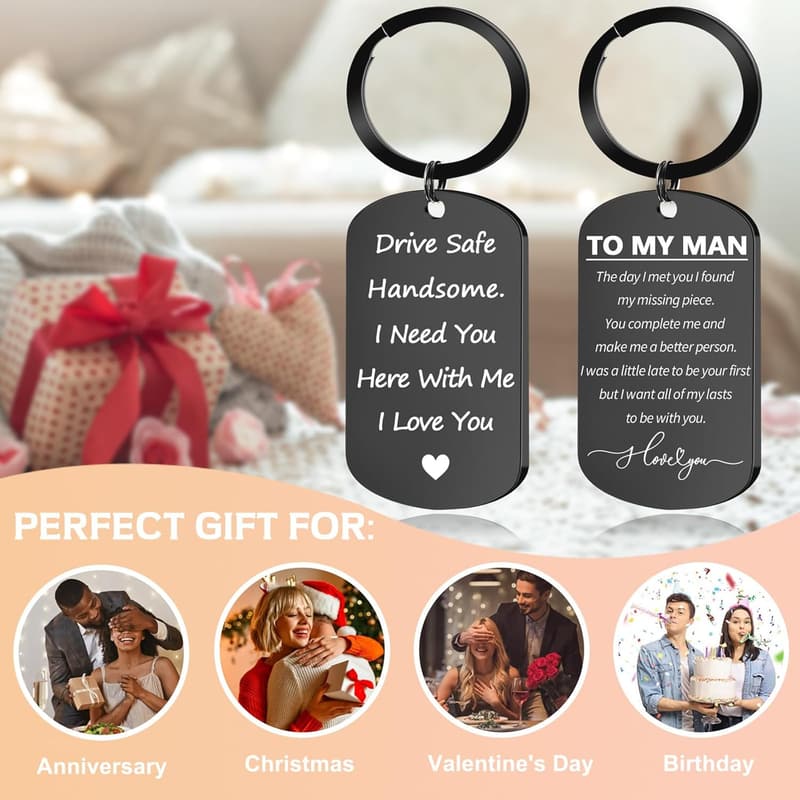 Drive Safe Keychain for Him - I Love You Gift