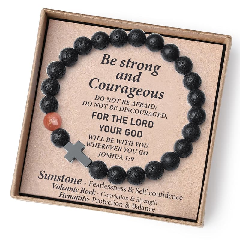 Christian Black Cross Bracelet for Boys - Baptism & Birthday Gift