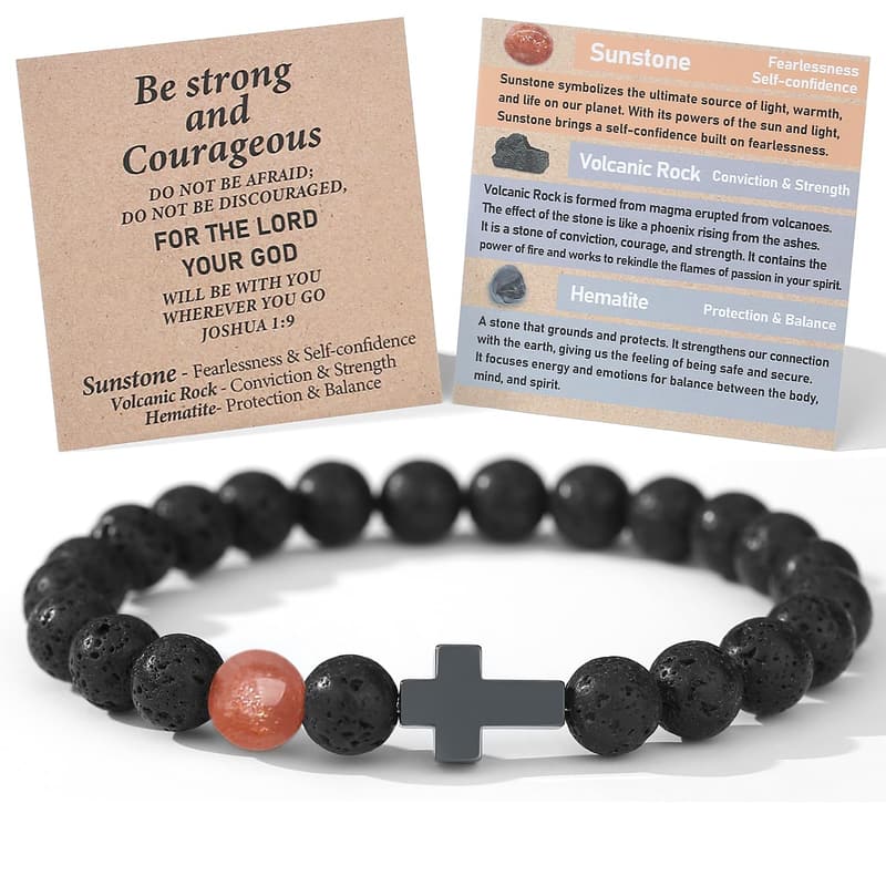 Christian Black Cross Bracelet for Boys - Baptism & Birthday Gift