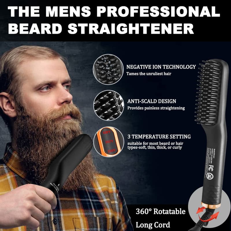 Men's Grooming Beard Kit with Straightener & Oils - Father's Day Gift
