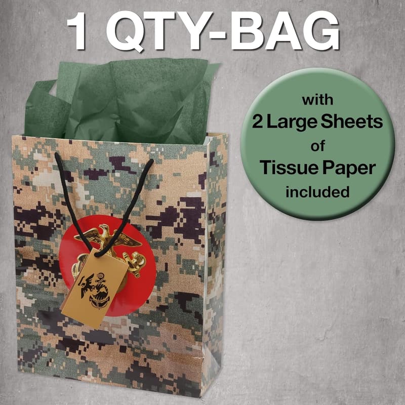 U.S. Marines Camo Gift Bag with Insignia for Veterans