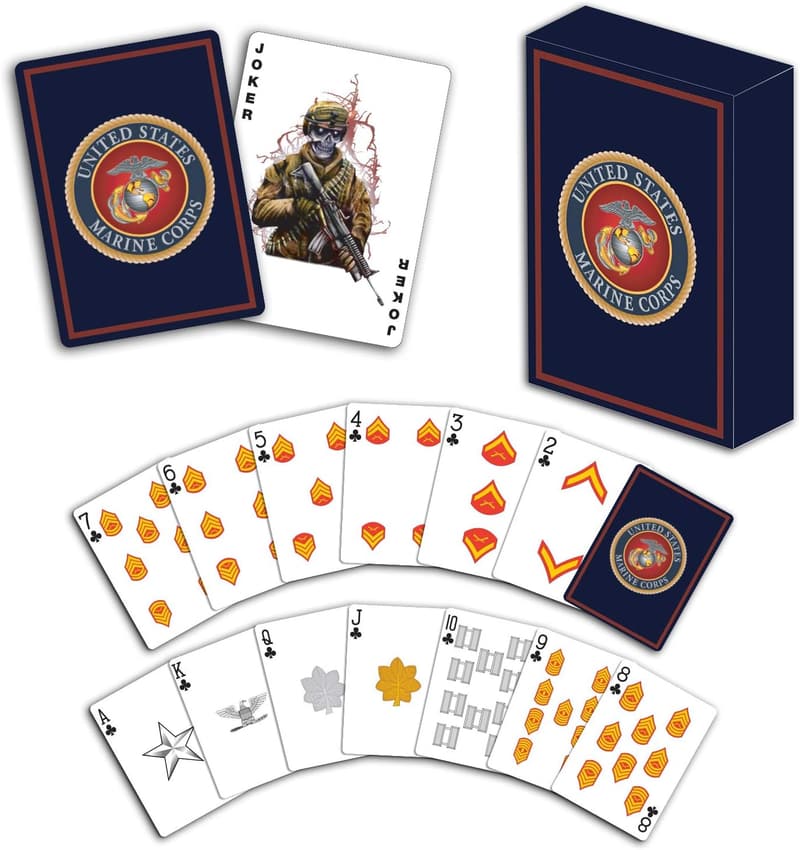 USMC Playing Cards with Marine Corps Rank Insignia - Military Gift