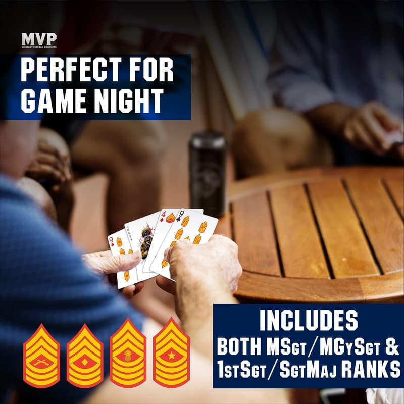 USMC Playing Cards with Marine Corps Rank Insignia - Military Gift