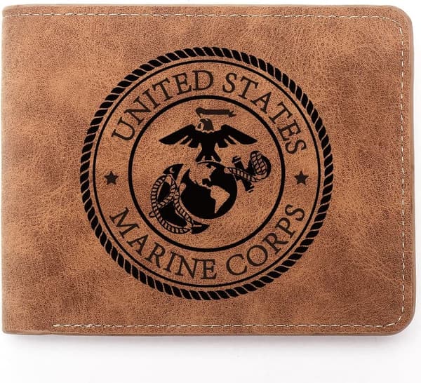 Personalized Leather Wallet for Men - Marine Corps Graduation Gift