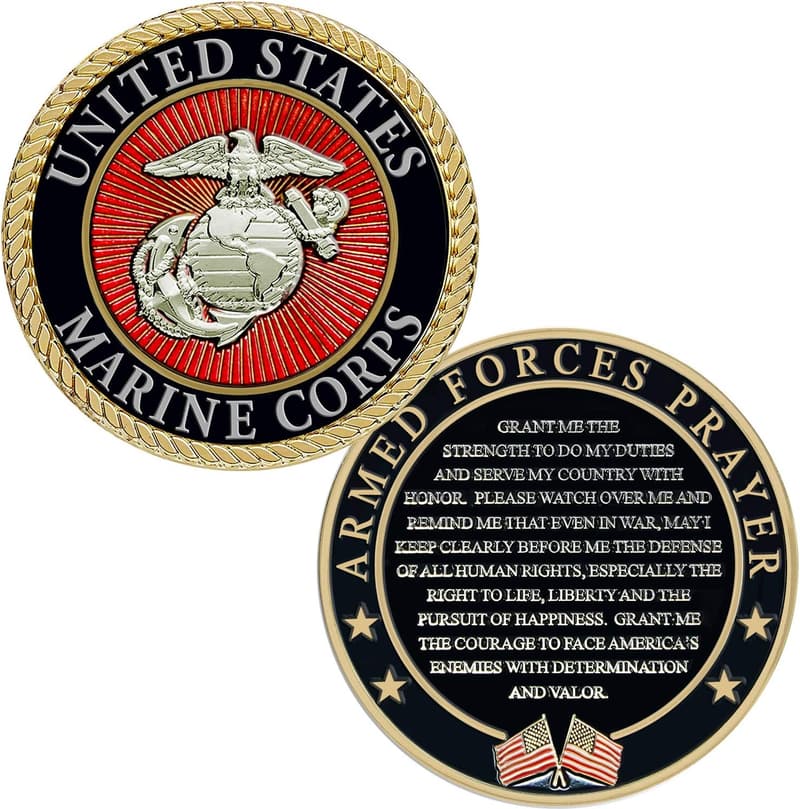 USMC Armed Forces Prayer Coin - Marine Corps Valor Gift