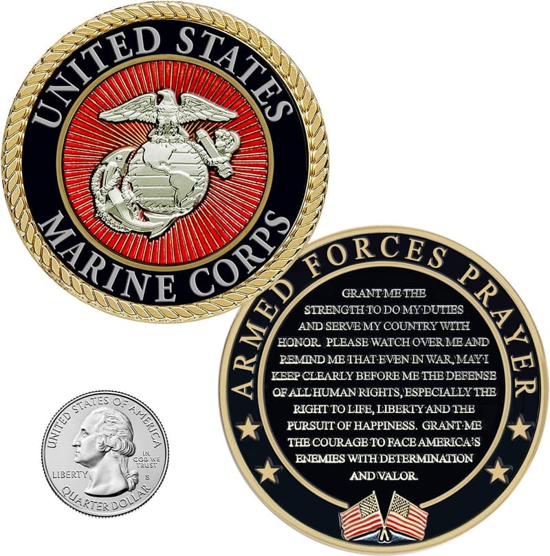 USMC Armed Forces Prayer Coin - Marine Corps Valor Gift