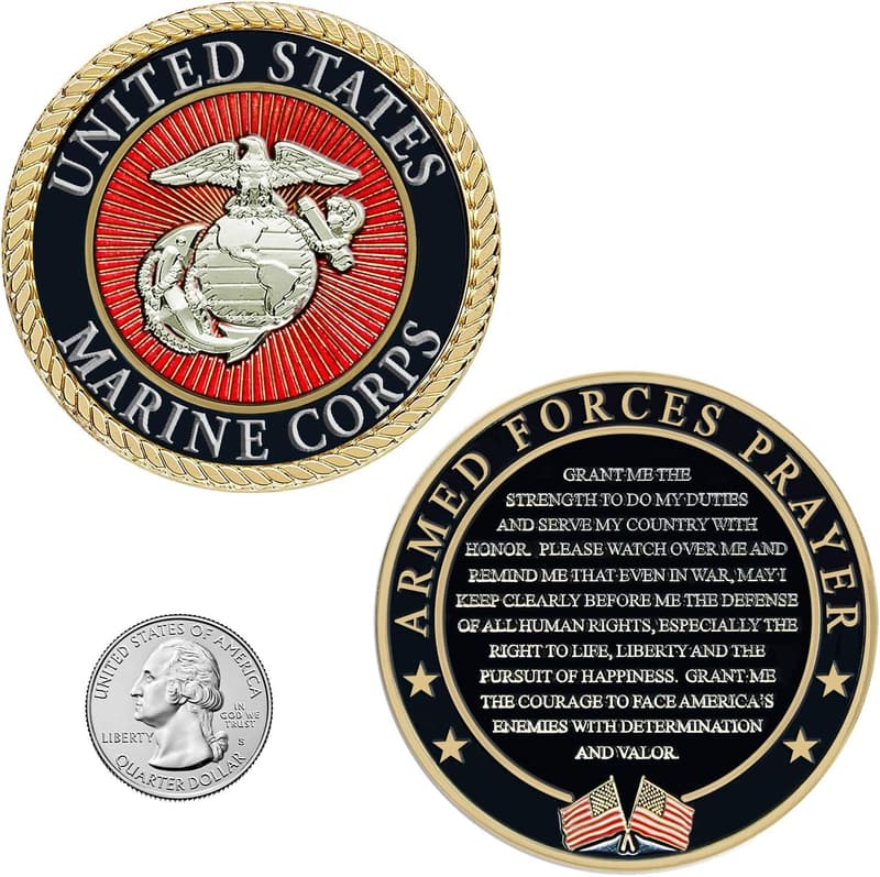 USMC Armed Forces Prayer Coin - Marine Corps Valor Gift