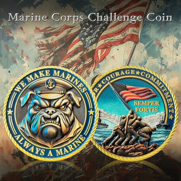 USMC Graduation Challenge Coin - Bulldog Design Commemorative Gift