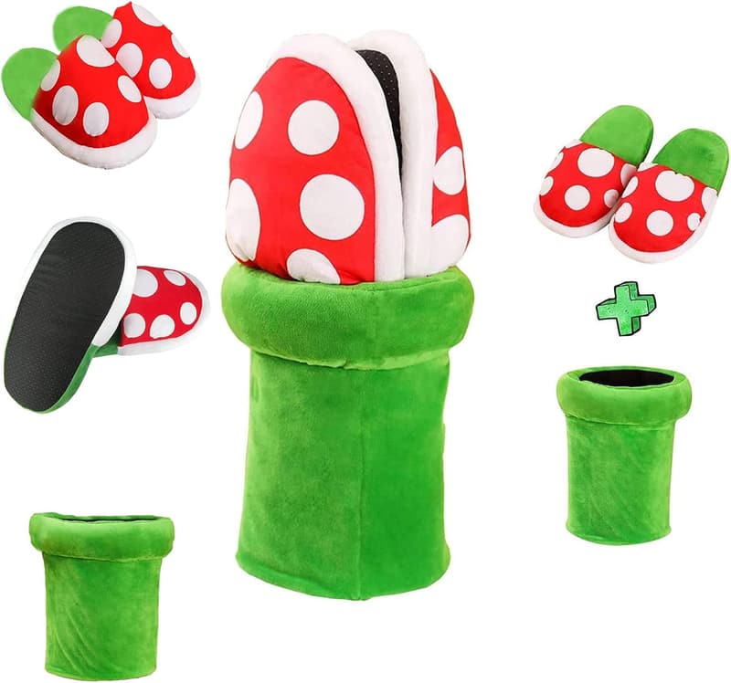 Cute Cannibal Flower Cosplay Slippers - Green Cotton Home Shoes
