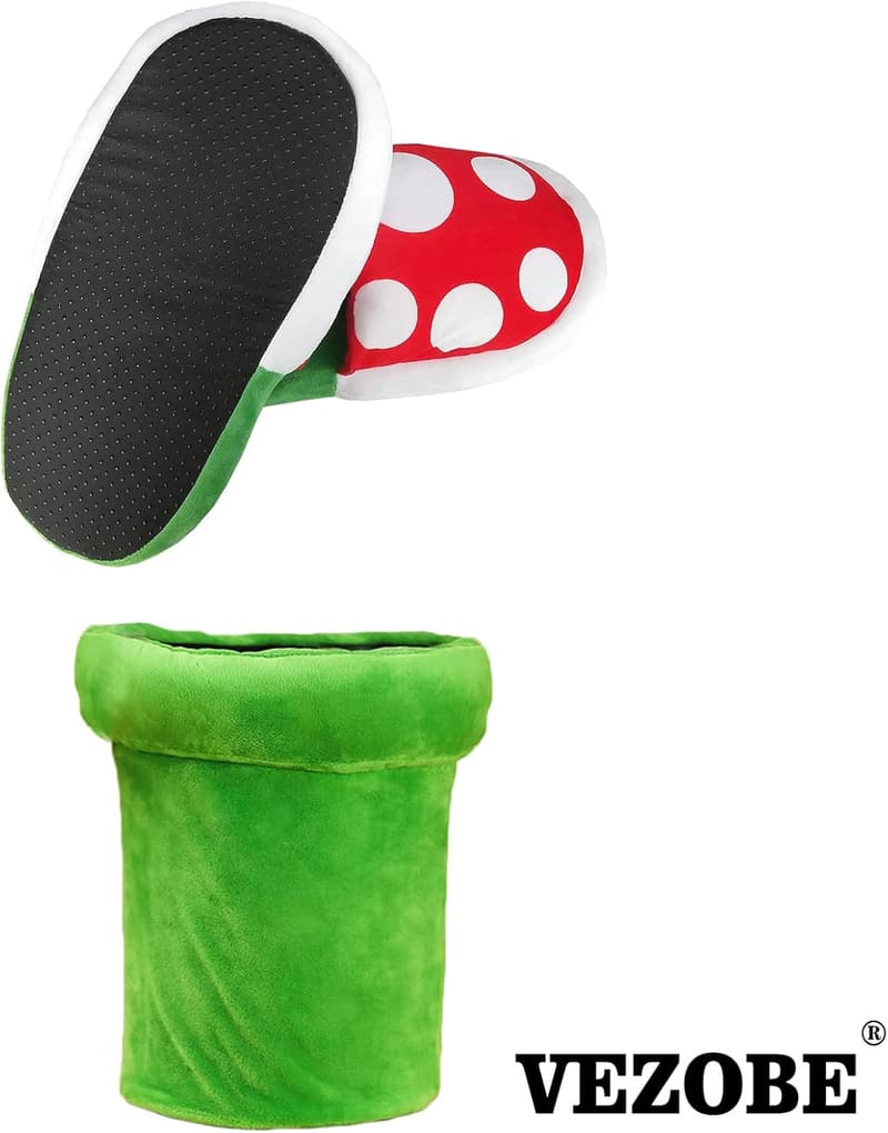 Cute Cannibal Flower Cosplay Slippers - Green Cotton Home Shoes