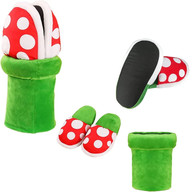 Mushroom Plush Slippers with Pipe Pot Holder