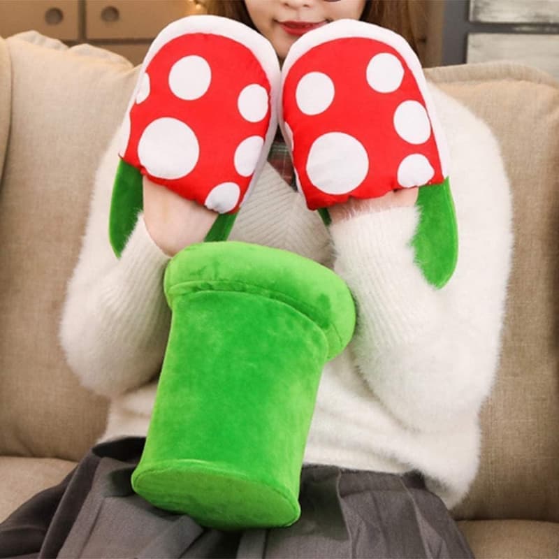 Mushroom Plush Slippers with Pipe Pot Holder
