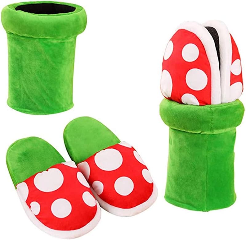 Winter Piranha Plant Plush Slippers for Women & Men