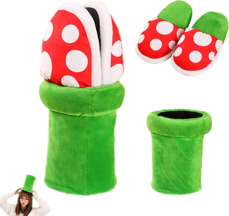 Piranha Plant Plush Slippers for Adults and Kids