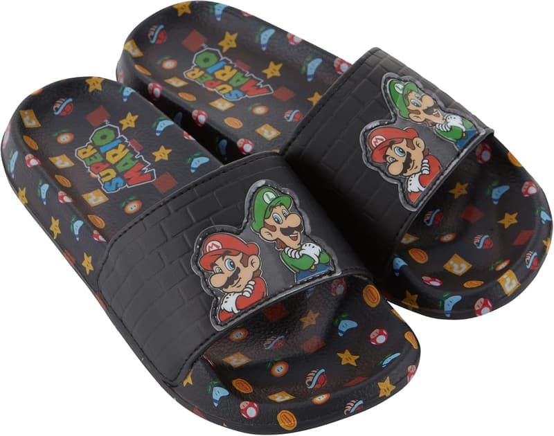 Nintendo Boys' Super Mario Character Slide Sandals