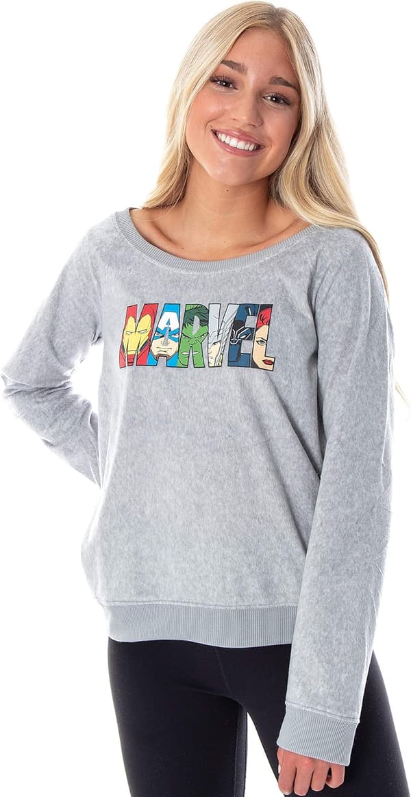 Avengers Heroes Women's Fleece Long Sleeve Pajama Top