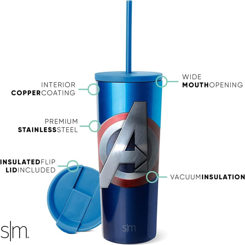 Avengers Shield Insulated Tumbler Cup | 24oz Reusable Mug