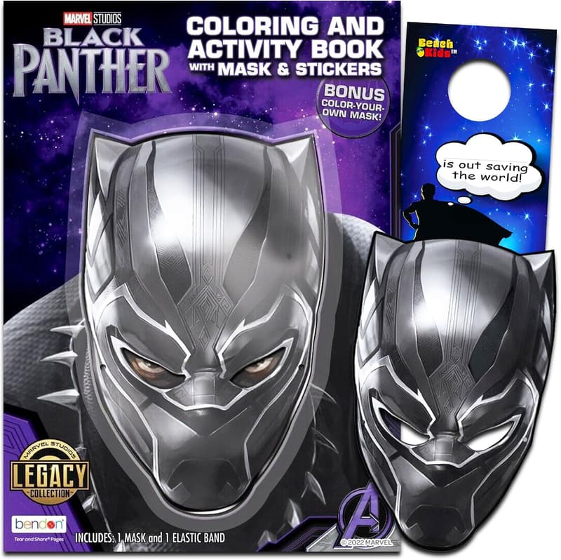 Black Panther Coloring Book Set for Kids 4-8 with Mask & Stickers