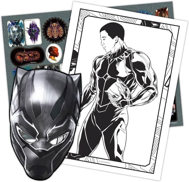 Black Panther Coloring Book Set for Kids 4-8 with Mask & Stickers