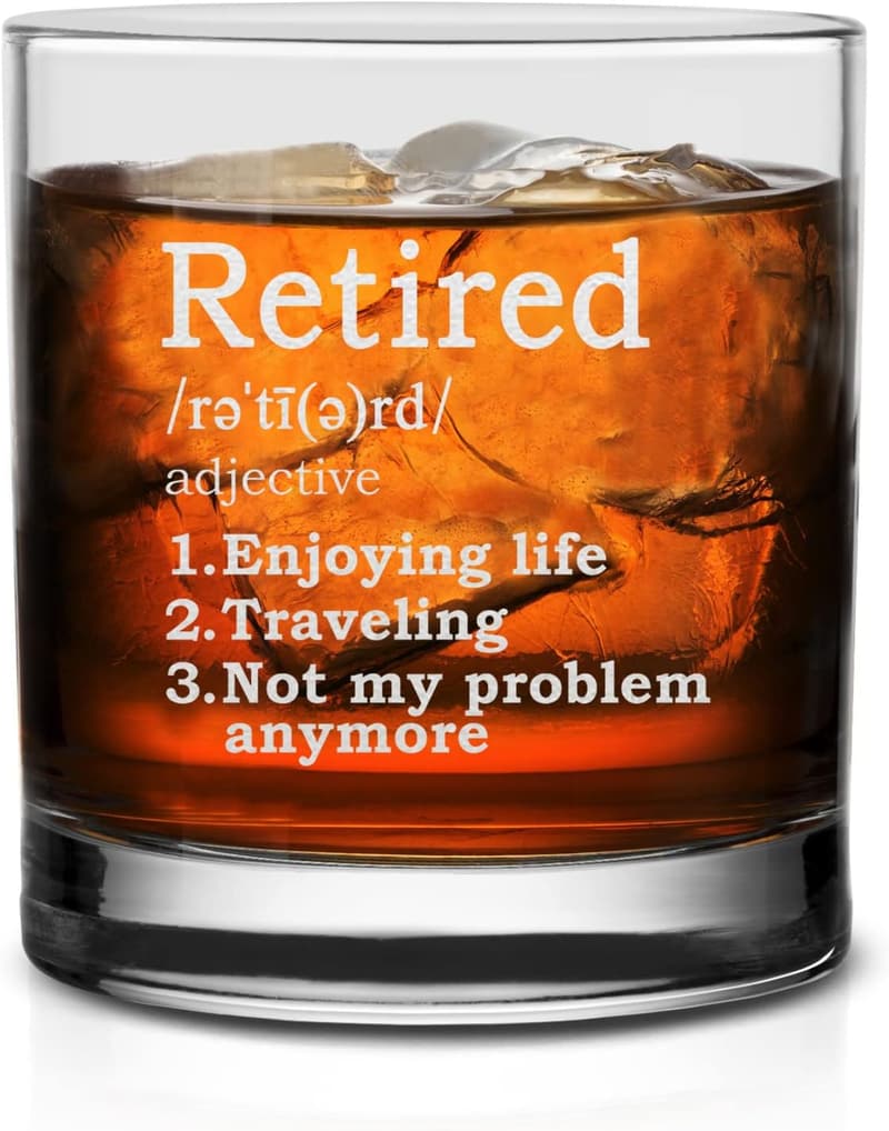 Retirement Gift - Funny Definition Whiskey Glass for Coworkers