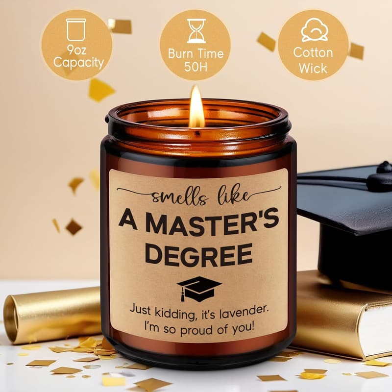 Masters Degree Graduation Candle Gift for Him/Her