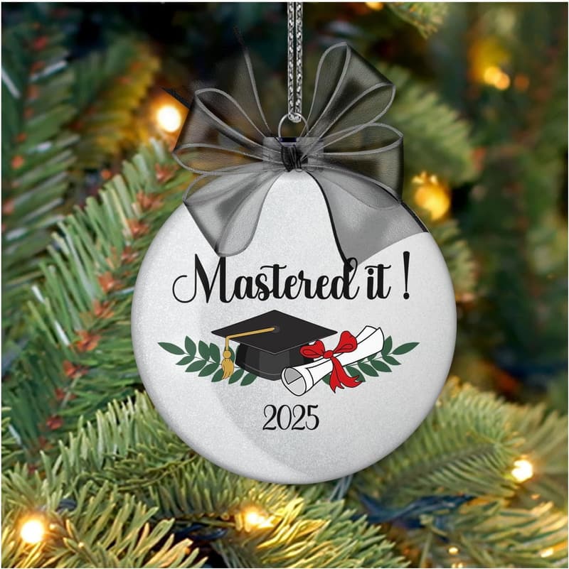 Graduation Ornament for Class of 2025 – Glitter Decoration