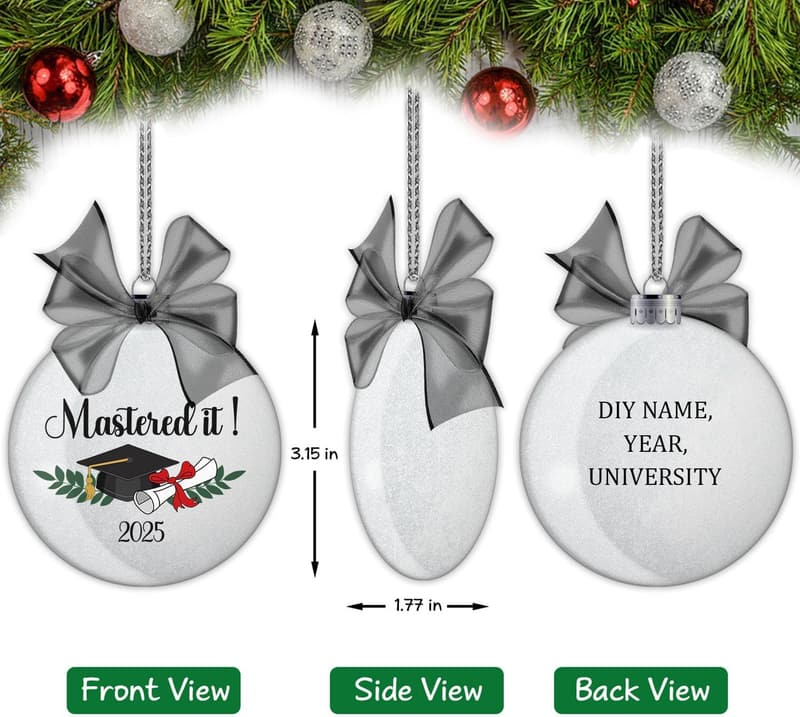 Graduation Ornament for Class of 2025 – Glitter Decoration